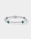 Bruce & Co Green Clover Tennis Bracelet, Silver-Plated