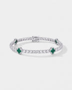 Bruce & Co Green Clover Tennis Bracelet, Silver-Plated