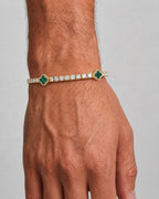 Bruce & Co Green Clover Tennis Bracelet, Gold-Plated