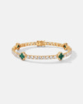 Bruce & Co Green Clover Tennis Bracelet, Gold-Plated