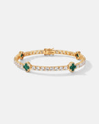 Bruce & Co Green Clover Tennis Bracelet, Gold-Plated