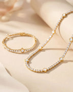 Bruce & Co Pearlescent White Clover Tennis Bracelet, Gold-Plated