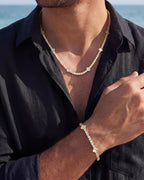 Bruce & Co Pearlescent White Clover Tennis Bracelet, Gold-Plated