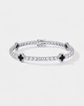 Bruce & Co Black Clover Tennis Bracelet, Silver-Plated