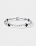 Bruce & Co Black Clover Tennis Bracelet, Silver-Plated