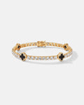 Bruce & Co Black Clover Tennis Bracelet, Gold-Plated