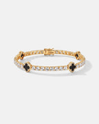 Bruce & Co Black Clover Tennis Bracelet, Gold-Plated