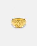 Bruce & Co Men’s Compass Signet Ring, Gold PVD Finish, US 7–12