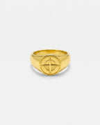 Bruce & Co Men’s Compass Signet Ring, Gold PVD Finish, US 7–12