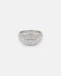 Bruce & Co Men’s Compass Signet Ring, Silver-Tone, US 7–12