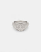 Bruce & Co Men’s Compass Signet Ring, Silver-Tone, US 7–12