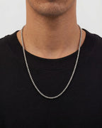 Bruce & Co Côte – Men’s Box Chain Necklace, Silver-Tone Stainless Steel