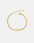 Bruce & Co Men’s Cuban Link Cross Bracelet, 18K Gold-Plated