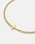 Bruce & Co Men’s Cuban Link Cross Bracelet, 18K Gold-Plated