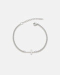 Bruce & Co Men’s Cuban Link Cross Bracelet, Silver-Tone Stainless Steel