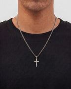 Bruce & Co Men’s Cross Pendant Necklace, Silver-Tone Stainless Steel
