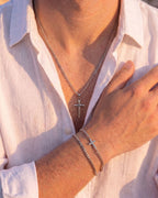 Bruce & Co Men’s Cross Pendant Necklace, Silver-Tone Stainless Steel