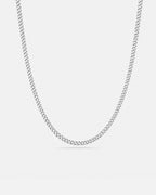 Bruce & Co Men’s Silver-Tone Stainless Steel Cuban Chain Necklace, 3 mm