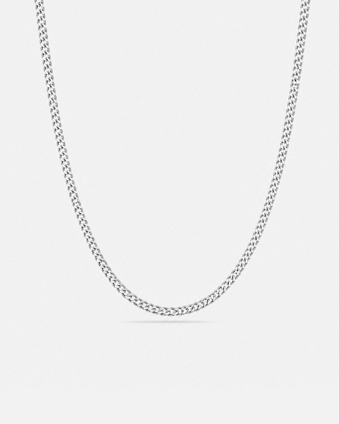 Bruce & Co Men’s Silver-Tone Stainless Steel Cuban Chain Necklace, 3 mm