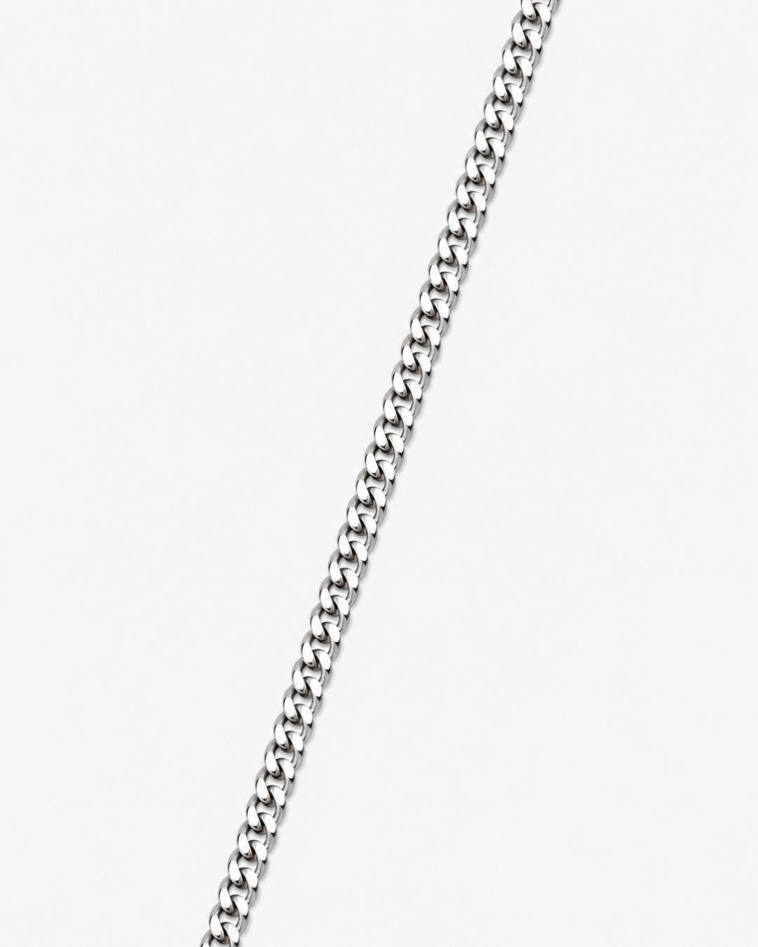 Bruce & Co Men’s Silver-Tone Stainless Steel Cuban Chain Necklace, 3 mm