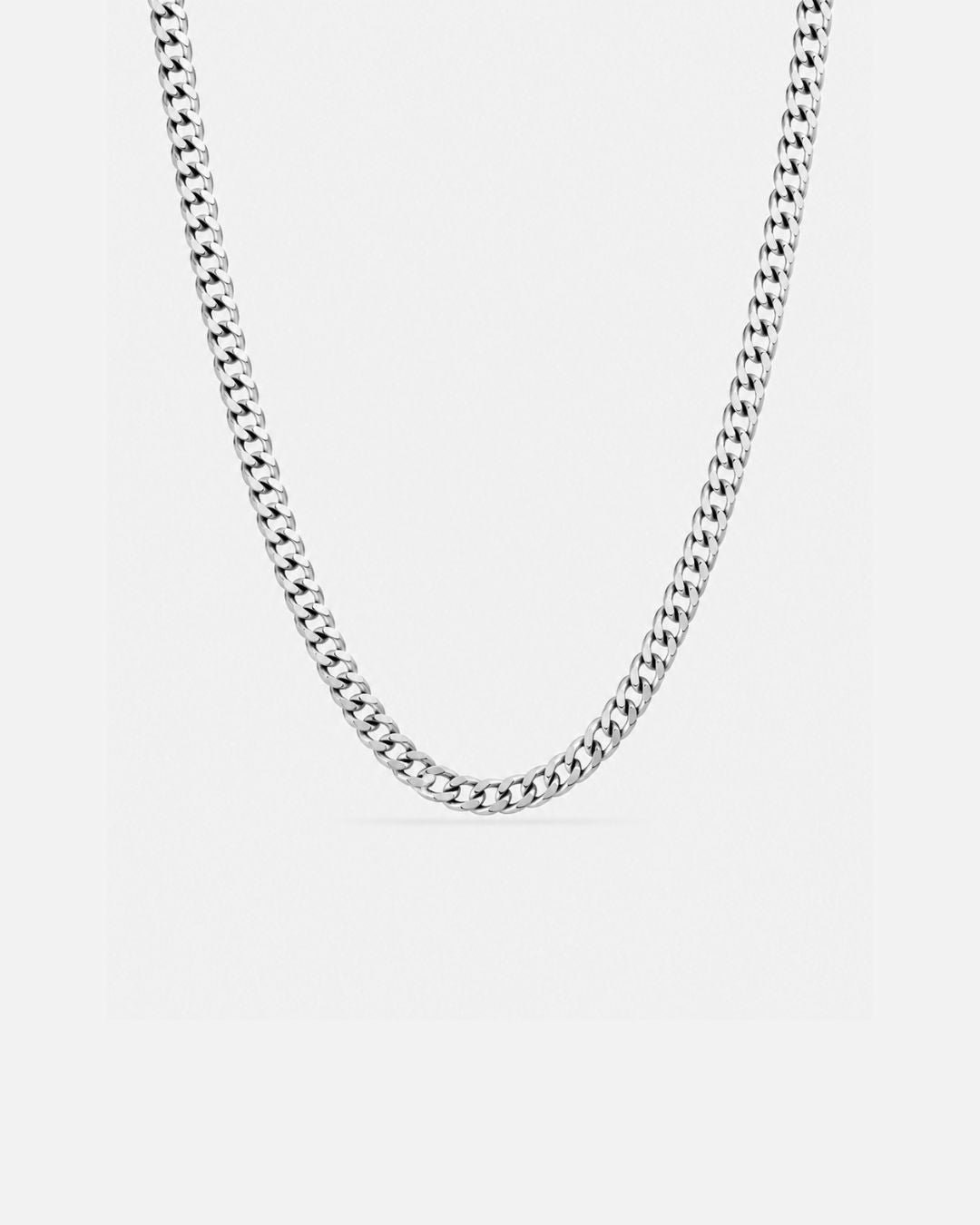 Bruce & Co Men’s Silver-Tone Stainless Steel Cuban Chain Necklace, 5 mm