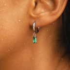 Bruce & Co Green Zircon Drop Hoop Earrings, 3 × 6 mm
