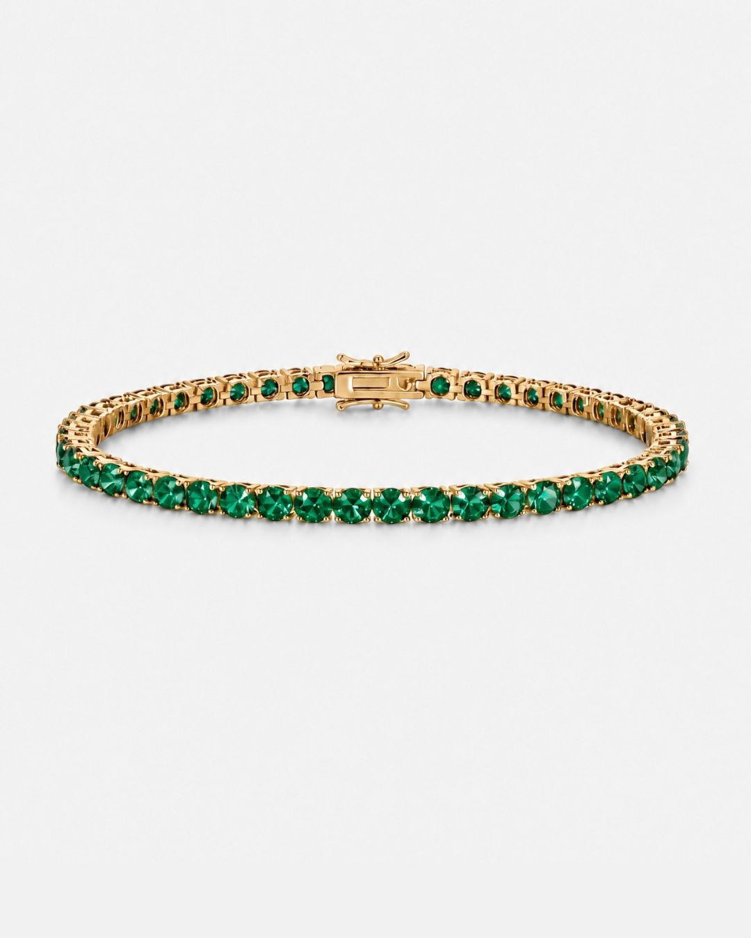 Bruce & Co Reserva – Green Tennis Bracelet, 4 mm, 14K Gold-Plated