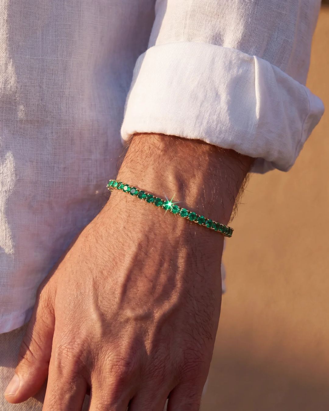 Bruce & Co Reserva – Green Tennis Bracelet, 4 mm, 14K Gold-Plated