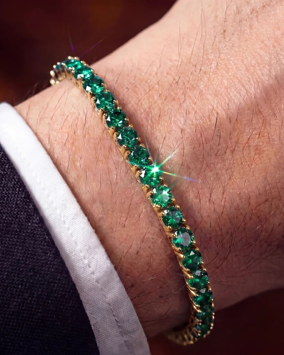 Bruce & Co Reserva – Green Tennis Bracelet, 4 mm, 14K Gold-Plated