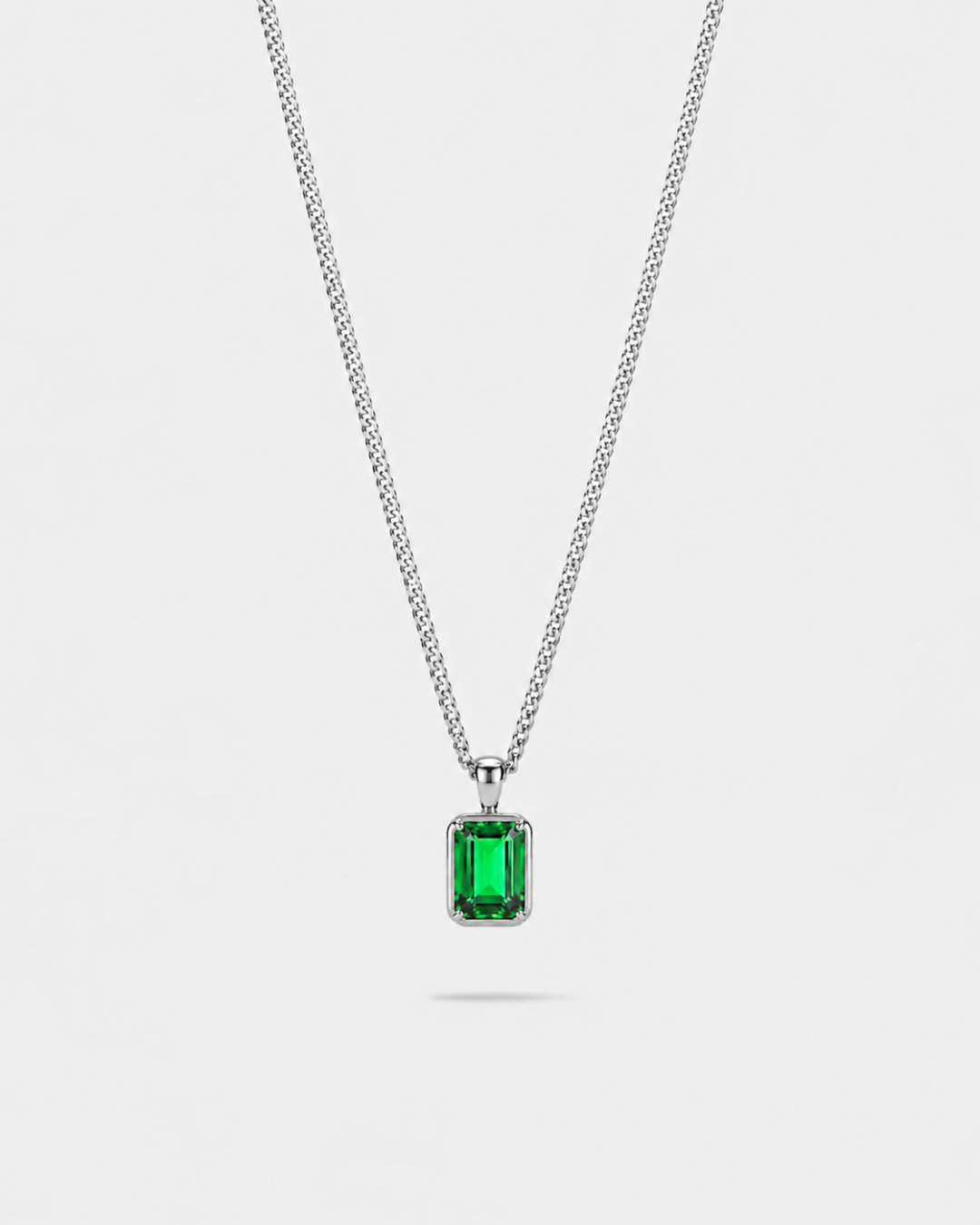 Bruce & Co Men’s 1 ct Lab-Grown Emerald Pendant Necklace, 925 Silver Pendant