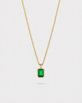 Bruce & Co Men’s 1 Carat Lab-Grown Emerald Pendant Necklace, 18K Gold-Plated