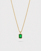 Bruce & Co Men’s 1 Carat Lab-Grown Emerald Pendant Necklace, 18K Gold-Plated