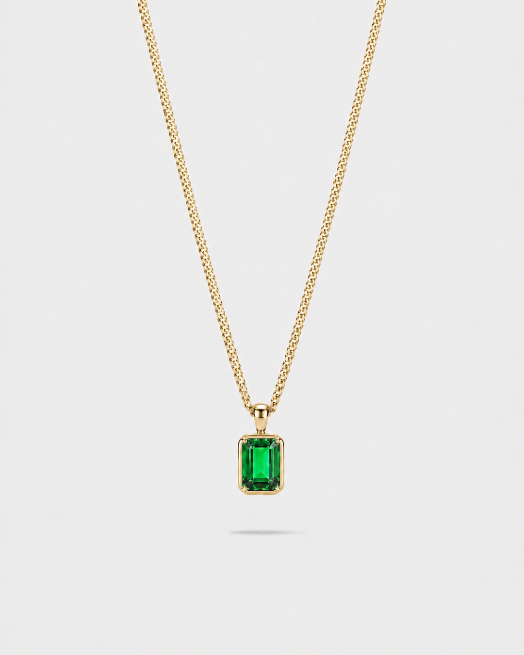 Bruce & Co Men’s 1 Carat Lab-Grown Emerald Pendant Necklace, 18K Gold-Plated