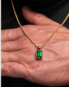 Bruce & Co Men’s 1 Carat Lab-Grown Emerald Pendant Necklace, 18K Gold-Plated