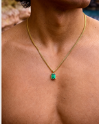 Bruce & Co Men’s 1 Carat Lab-Grown Emerald Pendant Necklace, 18K Gold-Plated