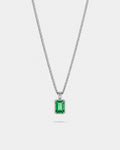 Bruce & Co Men’s 2 Carat Lab-Grown Emerald Pendant Necklace, 925 Silver