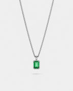 Bruce & Co Men’s 2 Carat Lab-Grown Emerald Pendant Necklace, 925 Silver