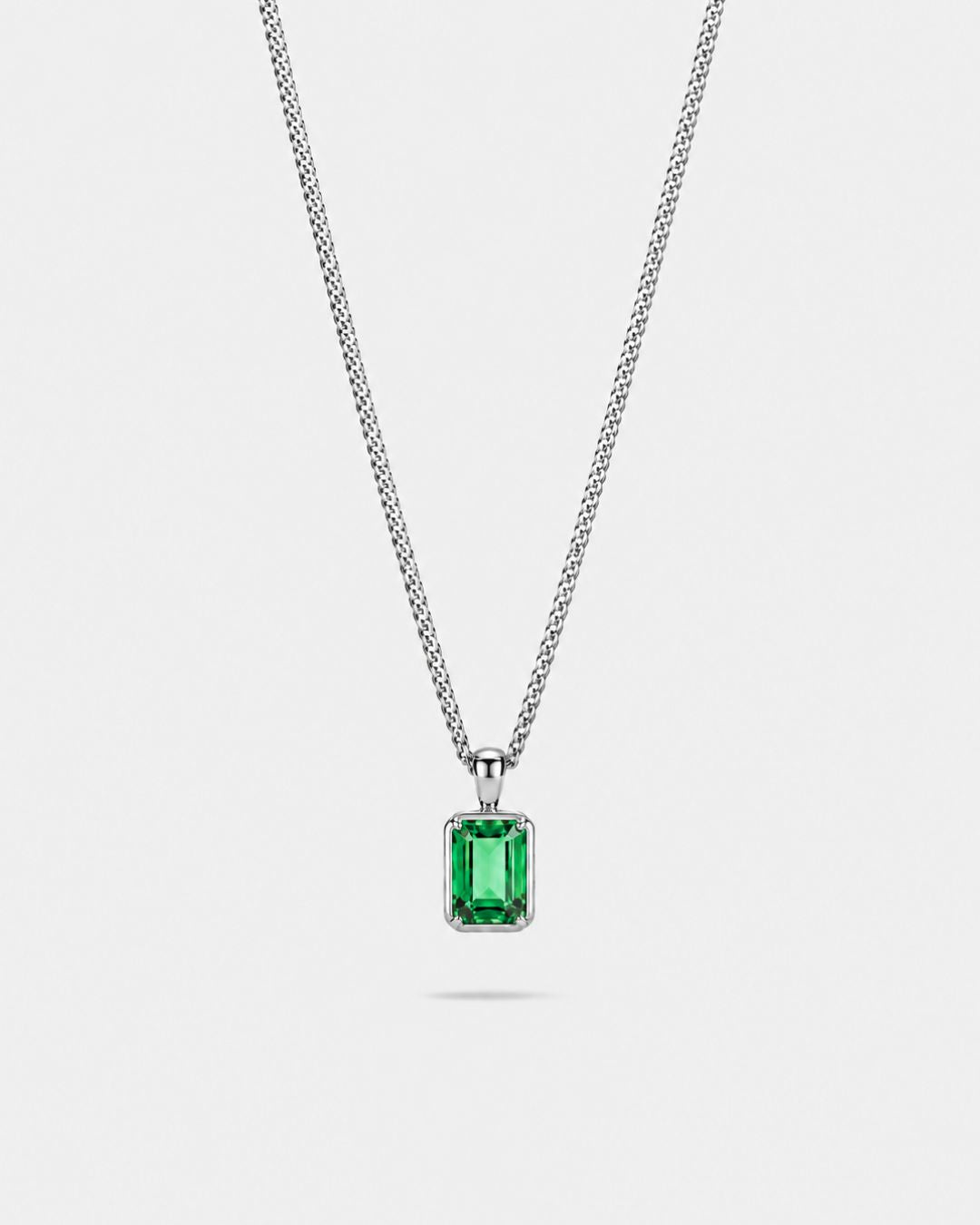 Bruce & Co Men’s 2 Carat Lab-Grown Emerald Pendant Necklace, 925 Silver