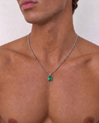 Bruce & Co Men’s 2 Carat Lab-Grown Emerald Pendant Necklace, 925 Silver
