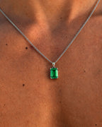 Bruce & Co Men’s 2 Carat Lab-Grown Emerald Pendant Necklace, 925 Silver