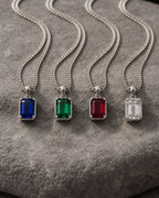 Bruce & Co Men’s 2 Carat Lab-Grown Emerald Pendant Necklace, 925 Silver