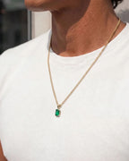 Bruce & Co Men’s 1 Carat Lab-Grown Emerald Pendant Necklace, 18K Gold-Plated