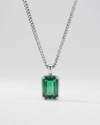 Bruce & Co Men’s 1 ct Lab-Grown Emerald Pendant Necklace, 925 Silver Pendant