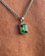 Bruce & Co Men’s 1 ct Lab-Grown Emerald Pendant Necklace, 925 Silver Pendant