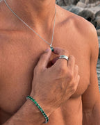 Bruce & Co Men’s 1 ct Lab-Grown Emerald Pendant Necklace, 925 Silver Pendant