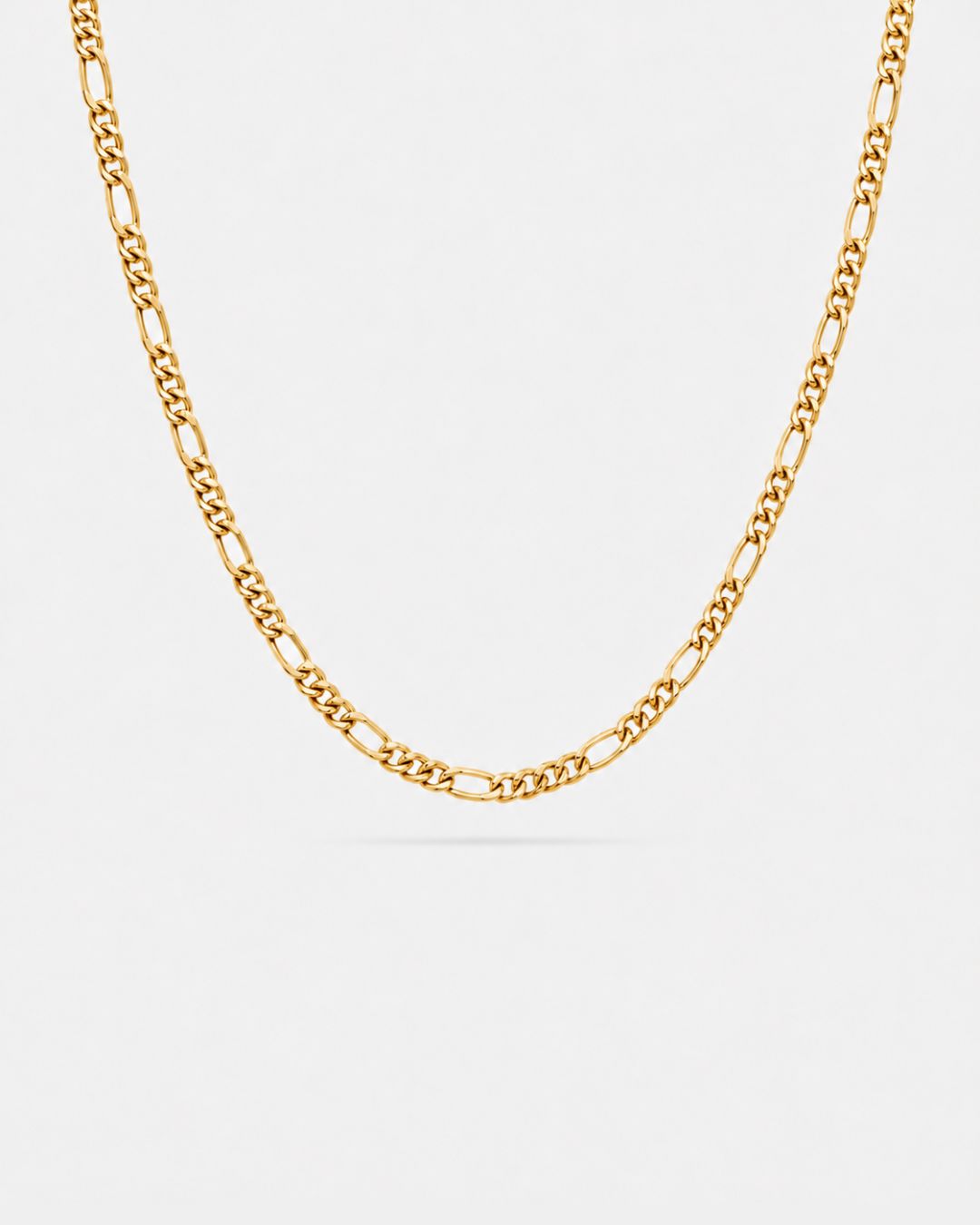 Bruce & Co Men’s 18K Gold-Plated Figaro Chain Necklace, 3 mm