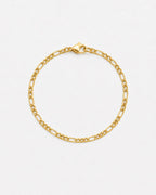 Bruce & Co Men’s 18K Gold-Plated Figaro Chain Bracelet, 3 mm