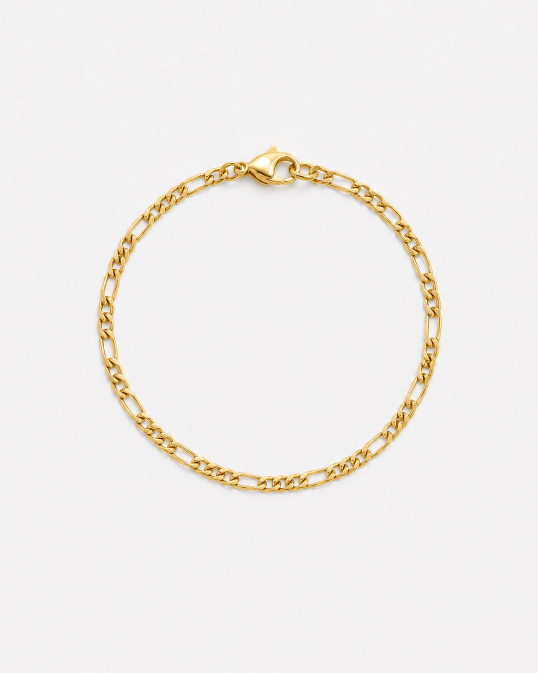 Bruce & Co Men’s 18K Gold-Plated Figaro Chain Bracelet, 3 mm