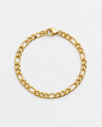 Bruce & Co Men’s 18K Gold-Plated Figaro Chain Bracelet, 6 mm