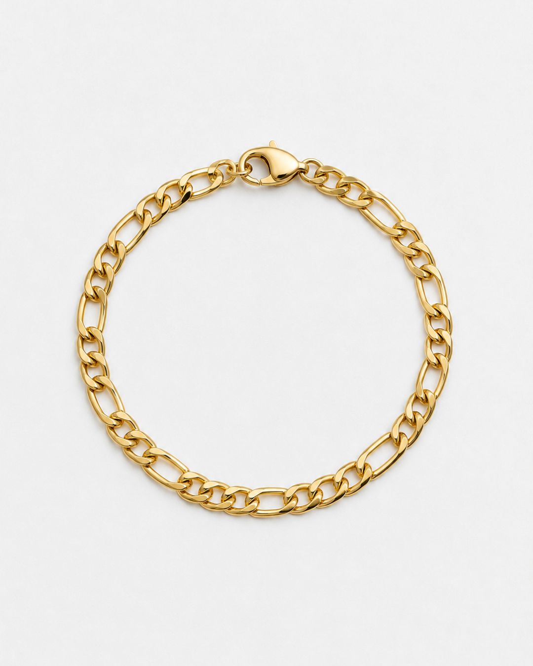 Bruce & Co Men’s 18K Gold-Plated Figaro Chain Bracelet, 6 mm